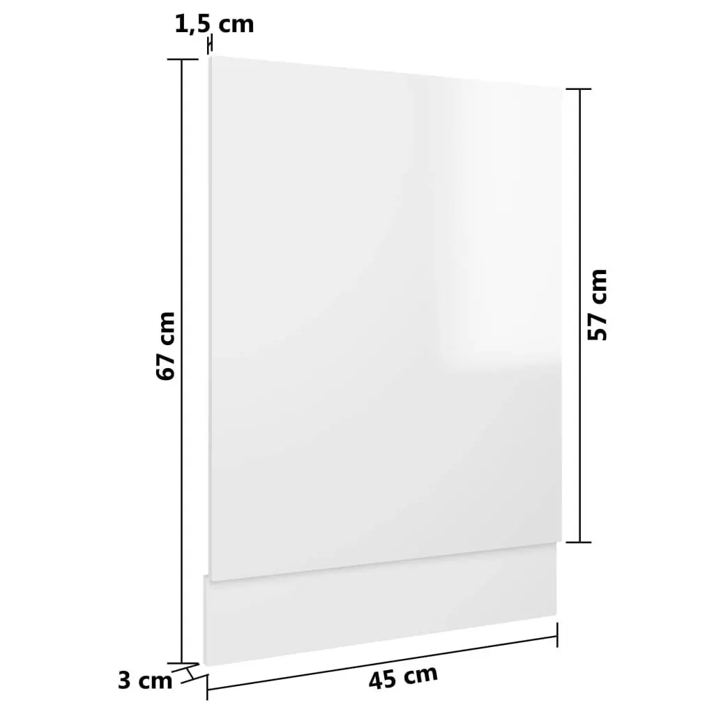 Dishwasher Panel High Gloss White 45x3x67 cm Engineered Wood 802559