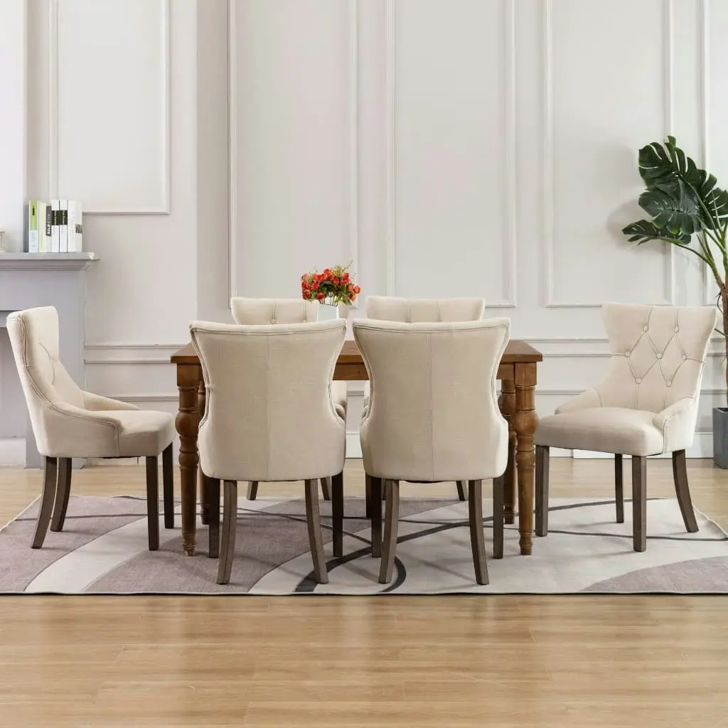 Dining Chairs 6 pcs Beige Fabric 3058307