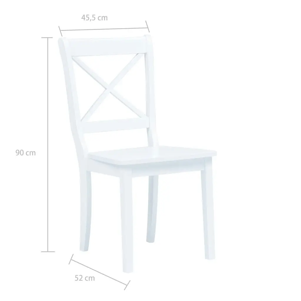 Dining Chairs 6 pcs White Solid Rubber Wood 277543