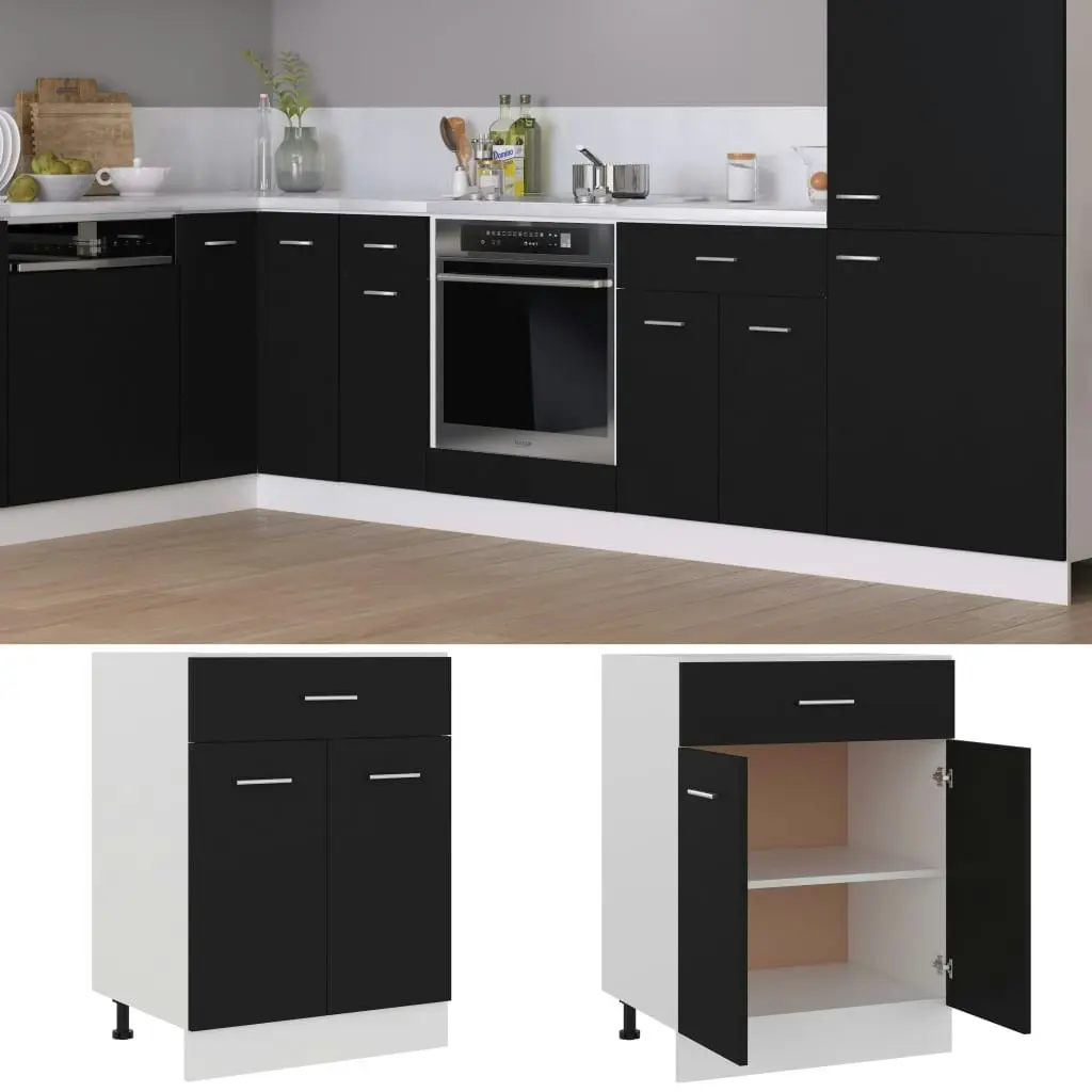 Drawer Bottom Cabinet Black 60x46x81.5 cm Engineered Wood 801229