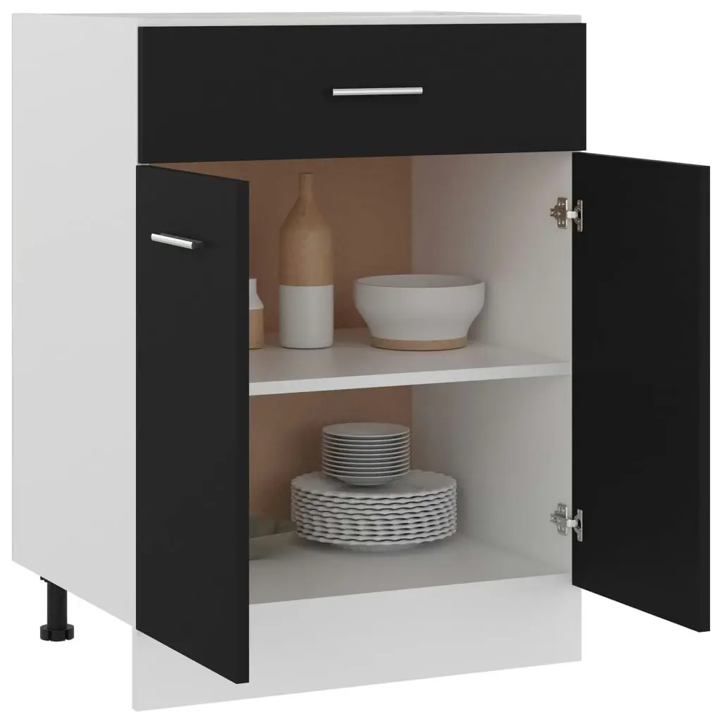 Drawer Bottom Cabinet Black 60x46x81.5 cm Engineered Wood 801229