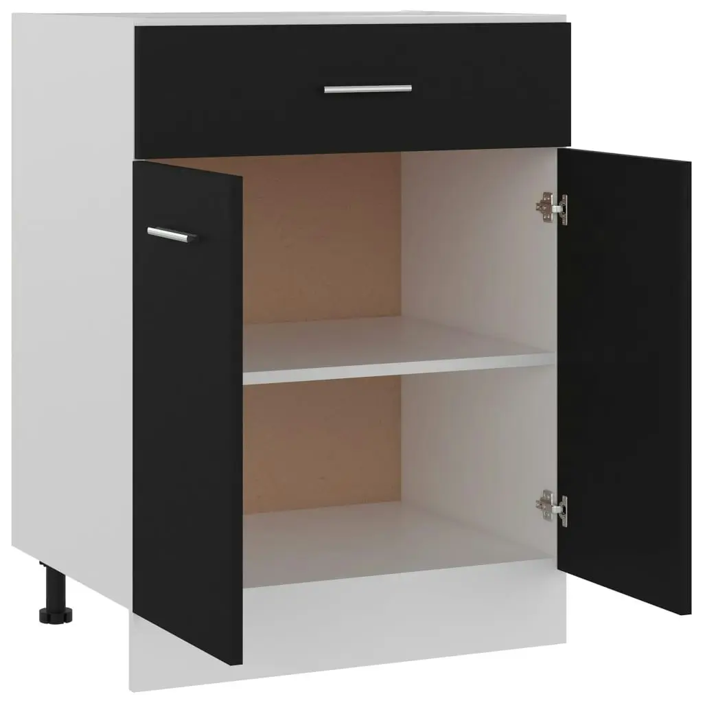 Drawer Bottom Cabinet Black 60x46x81.5 cm Engineered Wood 801229