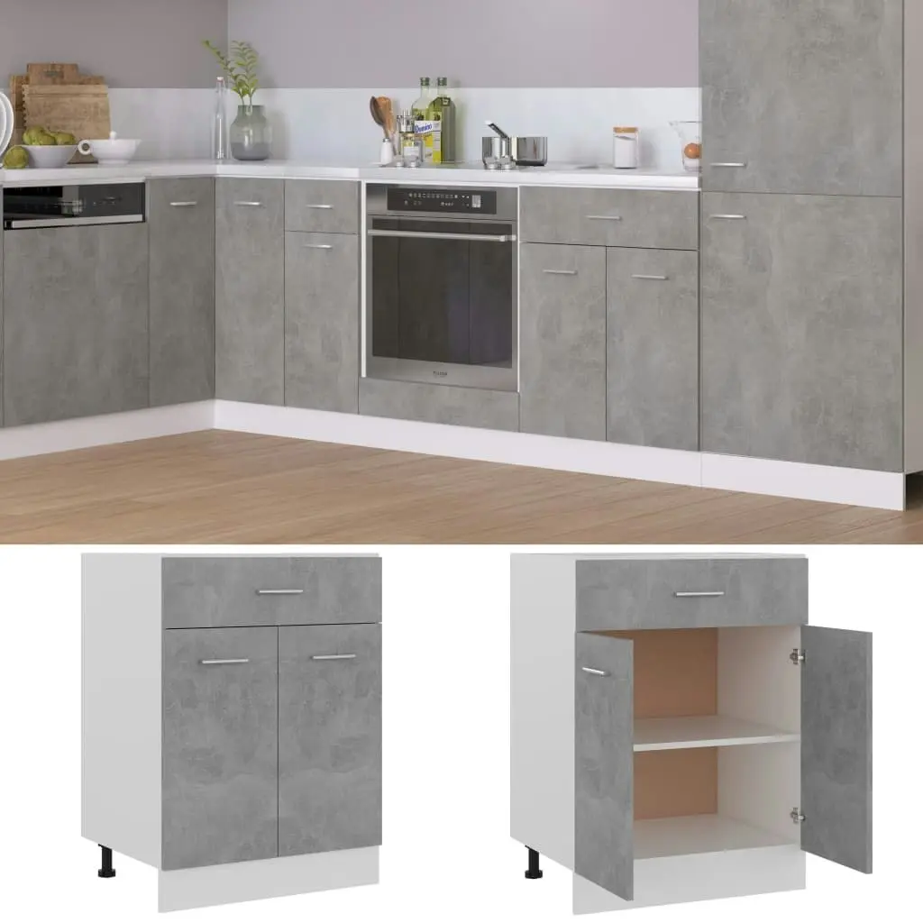 Drawer Bottom Cabinet Concrete Grey 60x46x81.5 cm Engineered Wood 801232