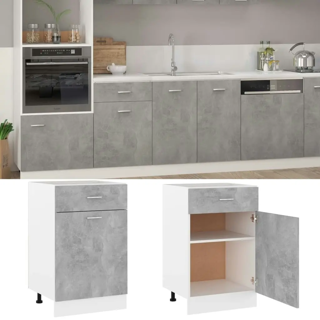 Drawer Bottom Cabinet Concrete Grey 50x46x81.5 cm Engineered Wood 801224