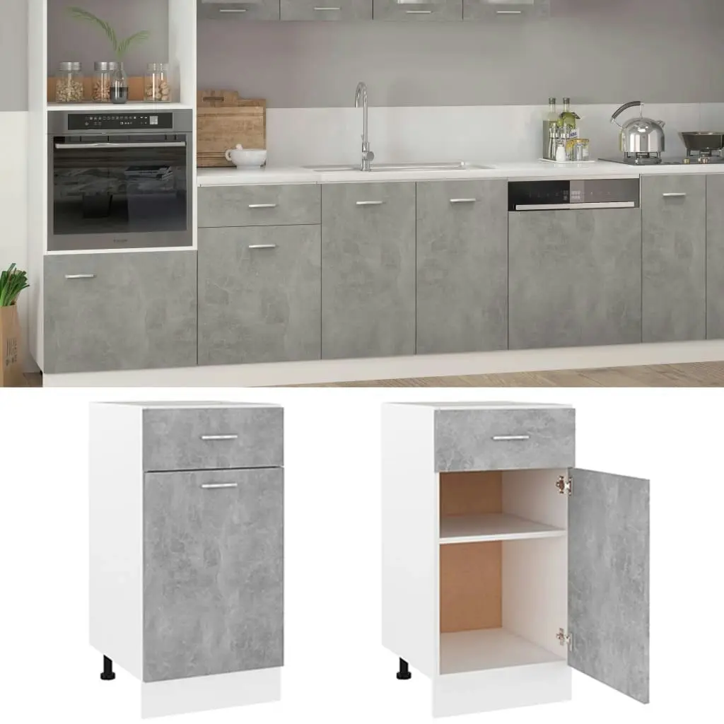 Drawer Bottom Cabinet Concrete Grey 40x46x81.5 cm Engineered Wood 801216