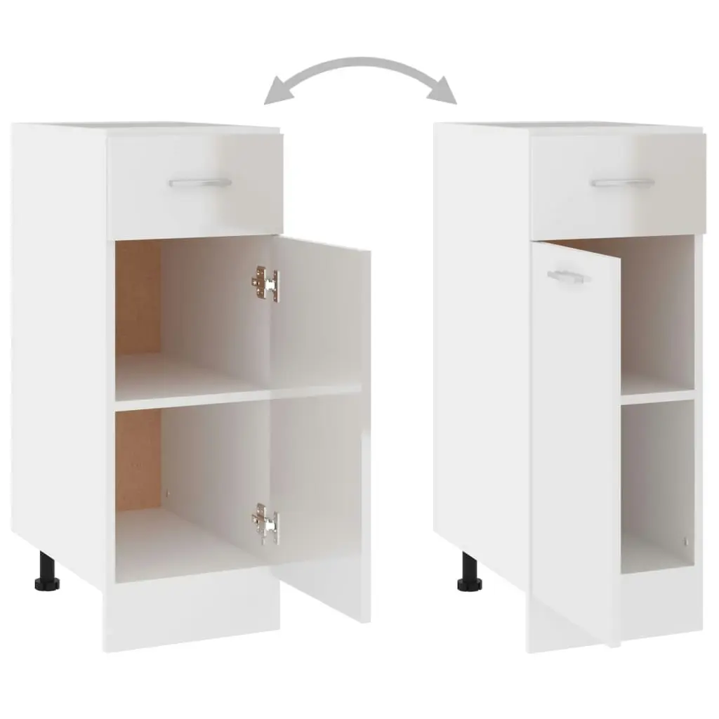 Drawer Bottom Cabinet High Gloss White 30x46x81.5 cm Engineered Wood 801209