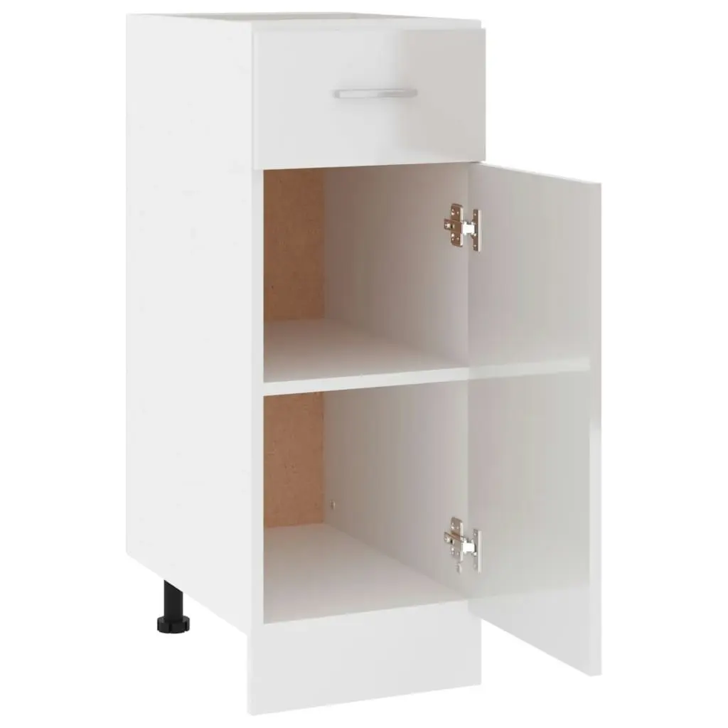 Drawer Bottom Cabinet High Gloss White 30x46x81.5 cm Engineered Wood 801209