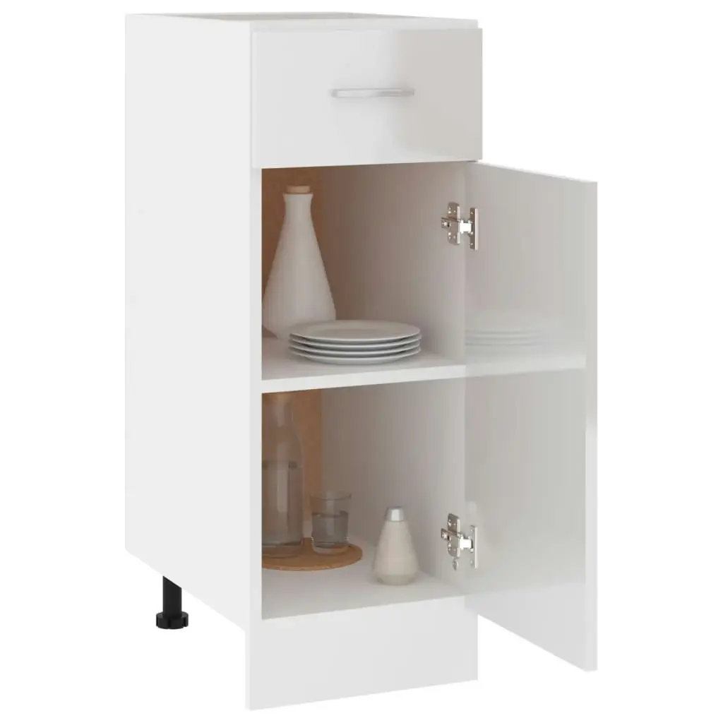 Drawer Bottom Cabinet High Gloss White 30x46x81.5 cm Engineered Wood 801209