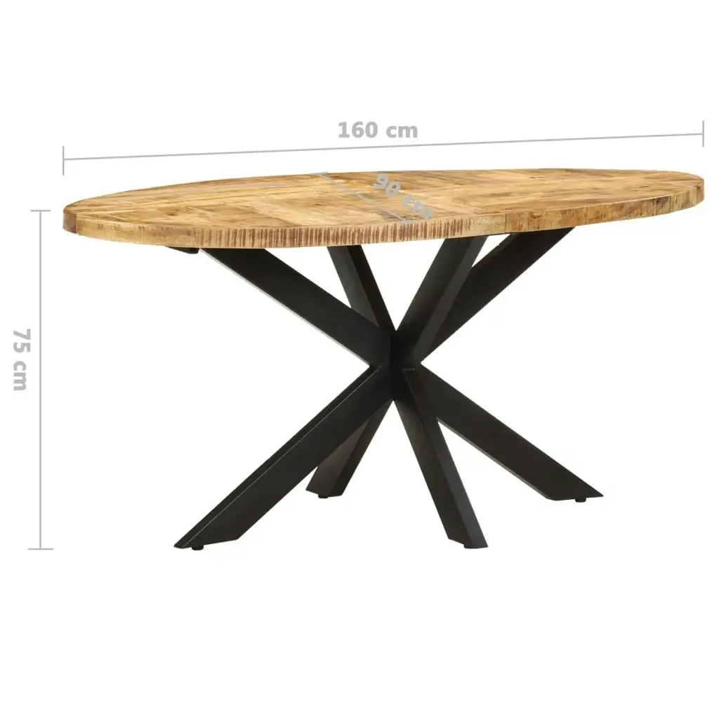 Dining Table 160x90x75 cm Rough Mango Wood 321672