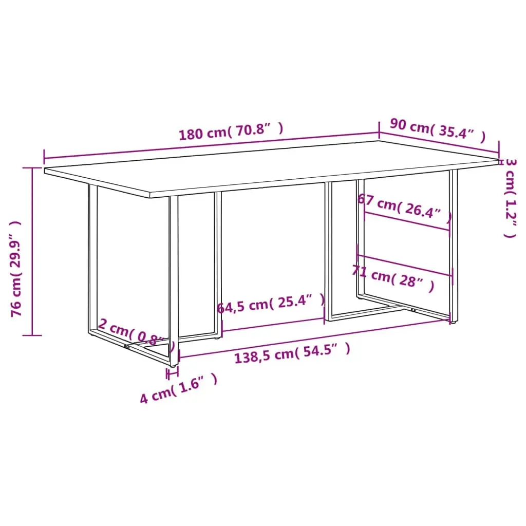 Dining Table 180 cm Rough Mango Wood 320695