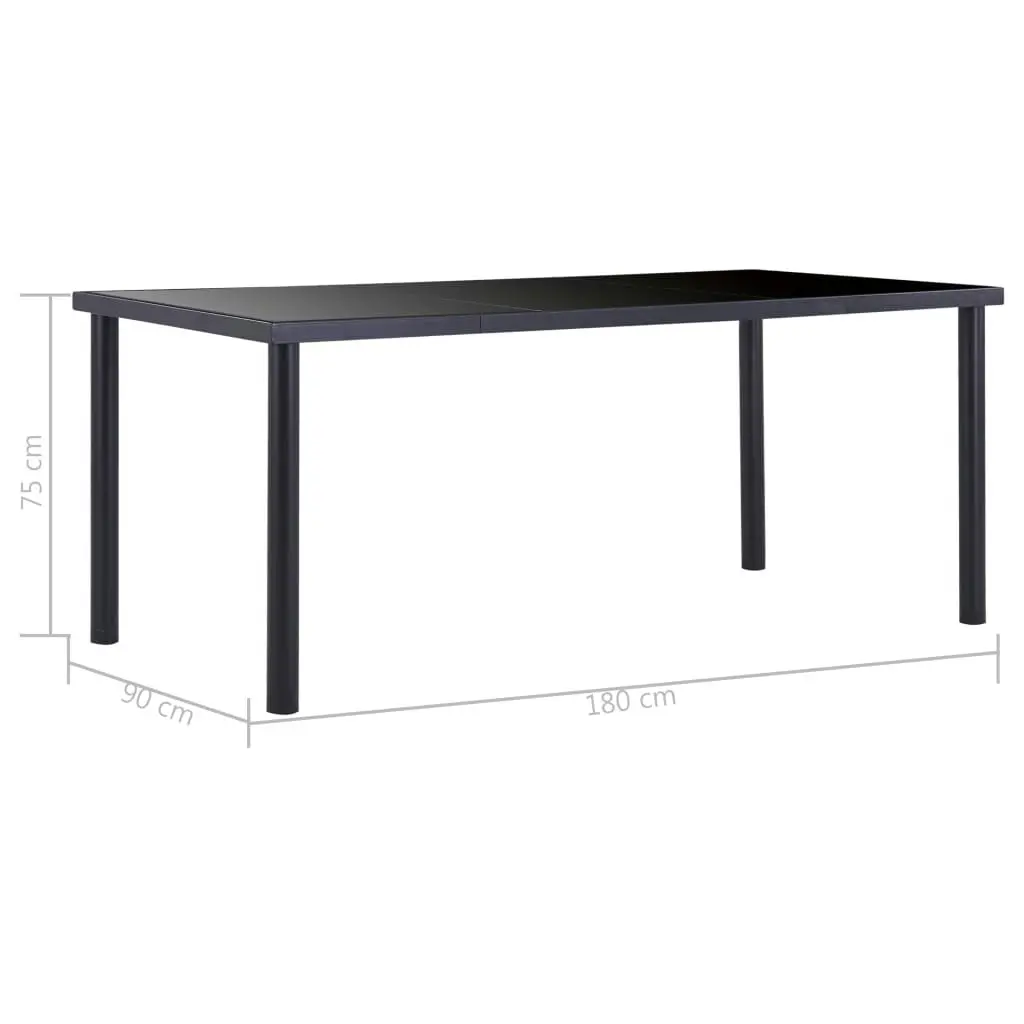 Dining Table Black 180x90x75 cm Tempered Glass 281855