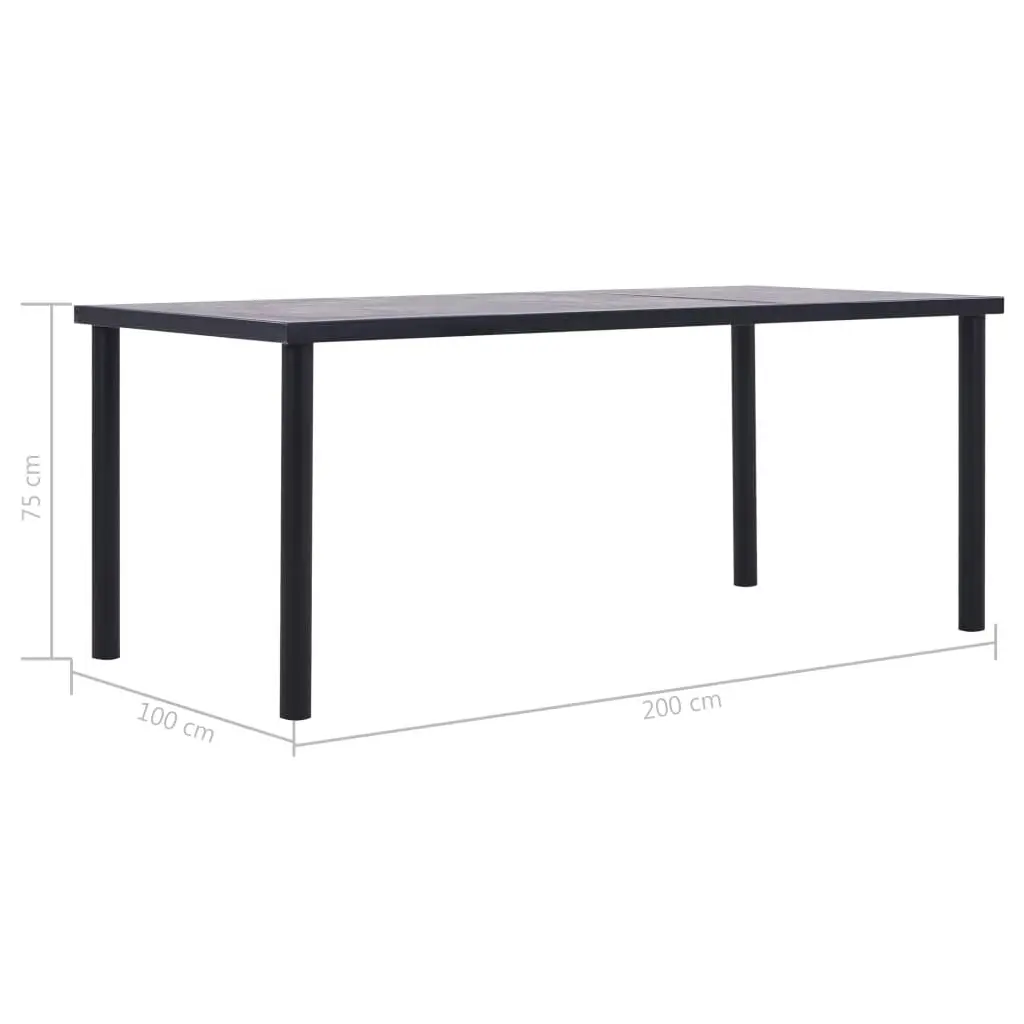 Dining Table Black and Concrete Grey 200x100x75 cm MDF 281861