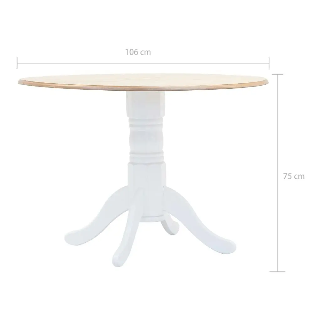 Dining Table White and Brown 106 cm Solid Rubber Wood 247354