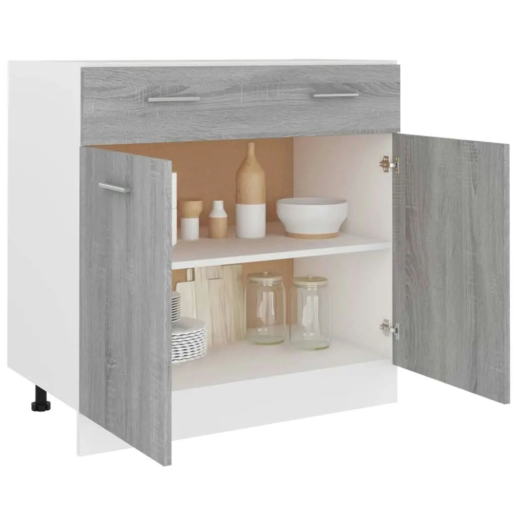 Drawer Bottom Cabinet Grey Sonoma 80x46x81.5 cm Engineered Wood 815580