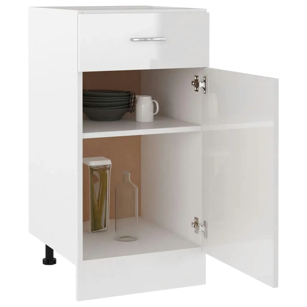 Drawer Bottom Cabinet High Gloss White 40x46x81.5 cm Engineered Wood 801217