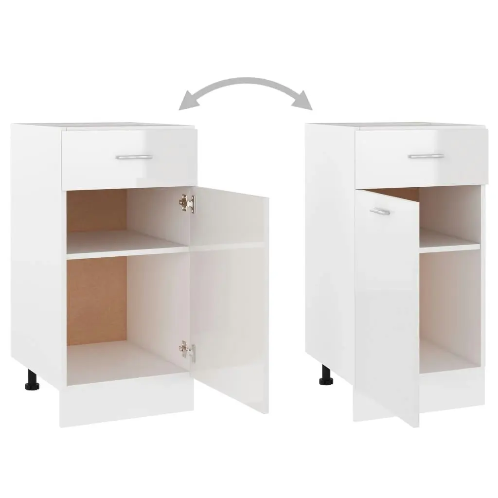 Drawer Bottom Cabinet High Gloss White 40x46x81.5 cm Engineered Wood 801217