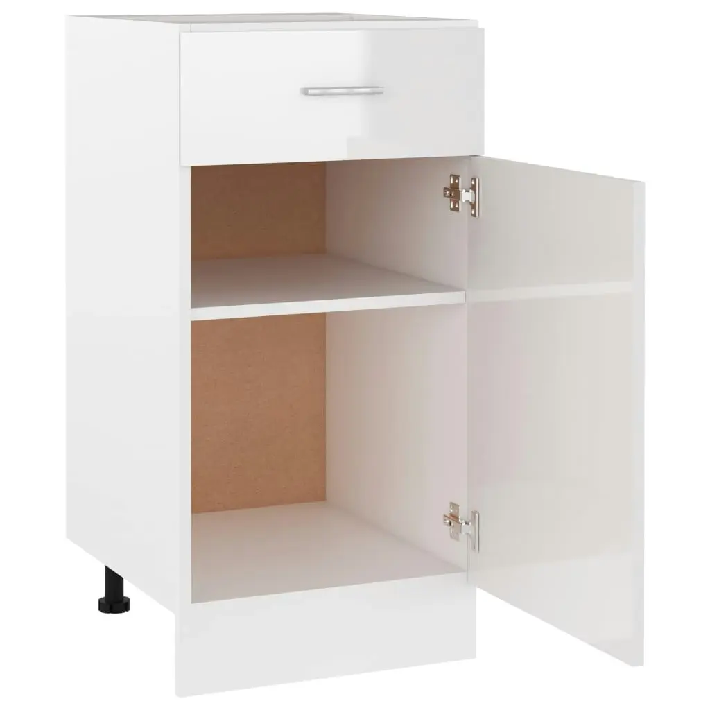 Drawer Bottom Cabinet High Gloss White 40x46x81.5 cm Engineered Wood 801217