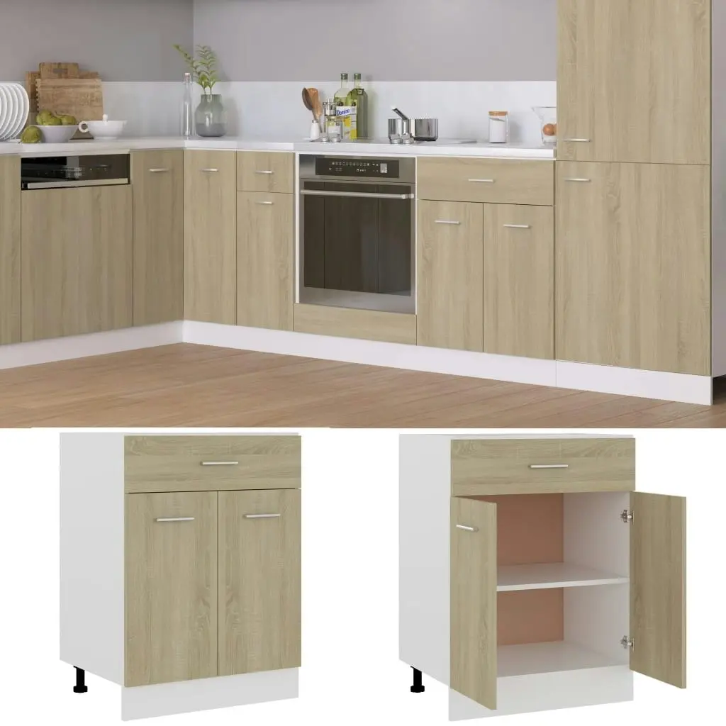 Drawer Bottom Cabinet Sonoma Oak 60x46x81.5 cm Engineered Wood 801231