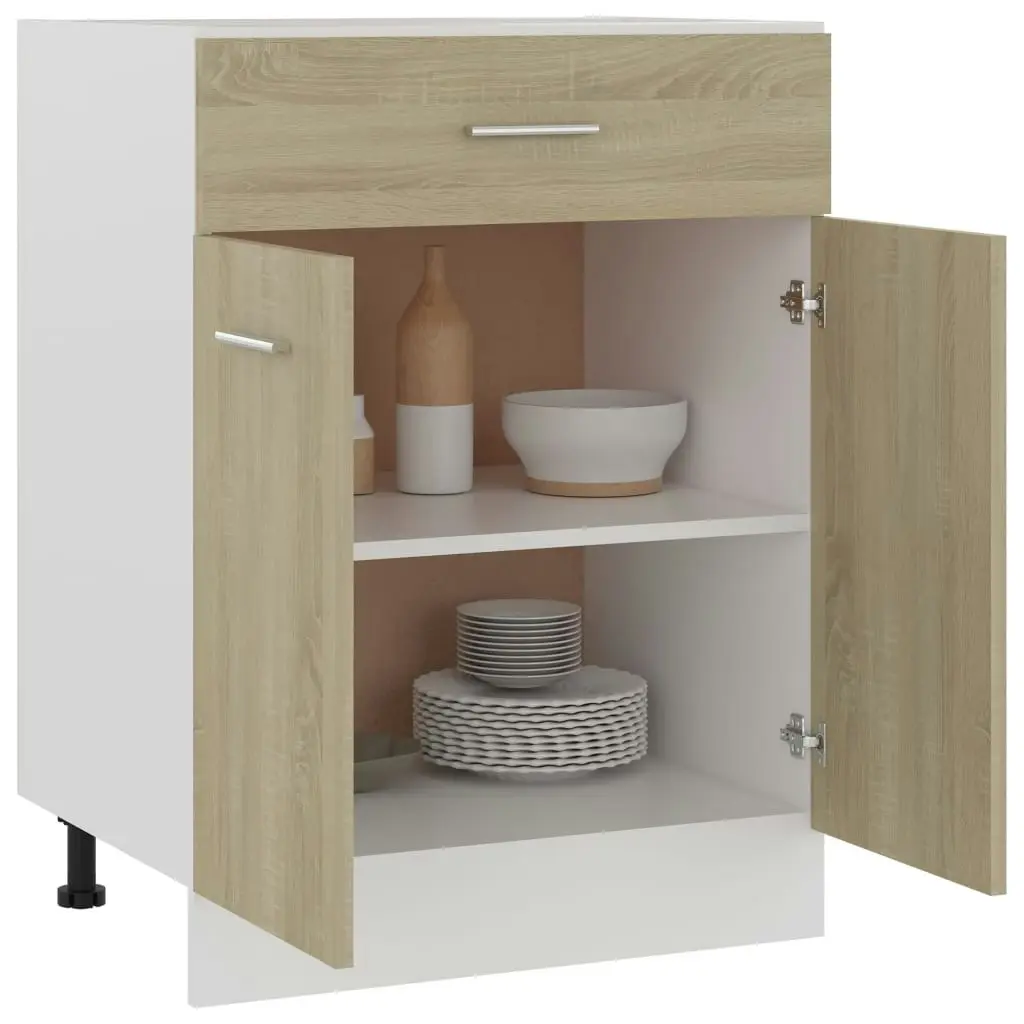 Drawer Bottom Cabinet Sonoma Oak 60x46x81.5 cm Engineered Wood 801231