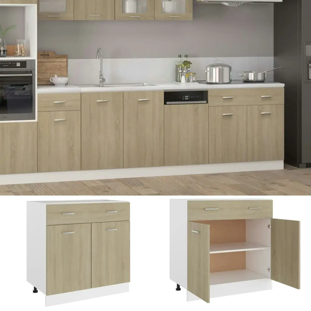 Drawer Bottom Cabinet Sonoma Oak 80x46x81.5 cm Engineered Wood 801239