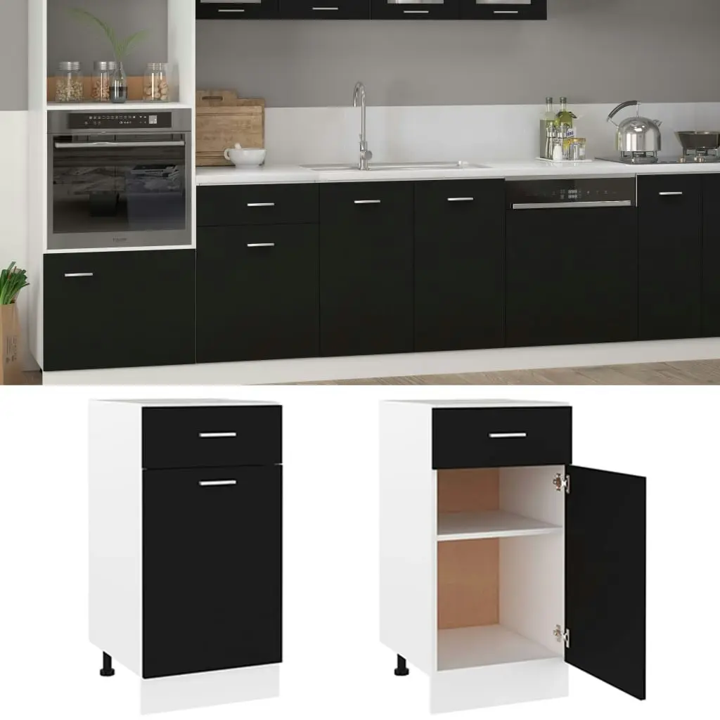 Drawer Bottom Cabinet Black 40x46x81.5 cm Engineered Wood 801213