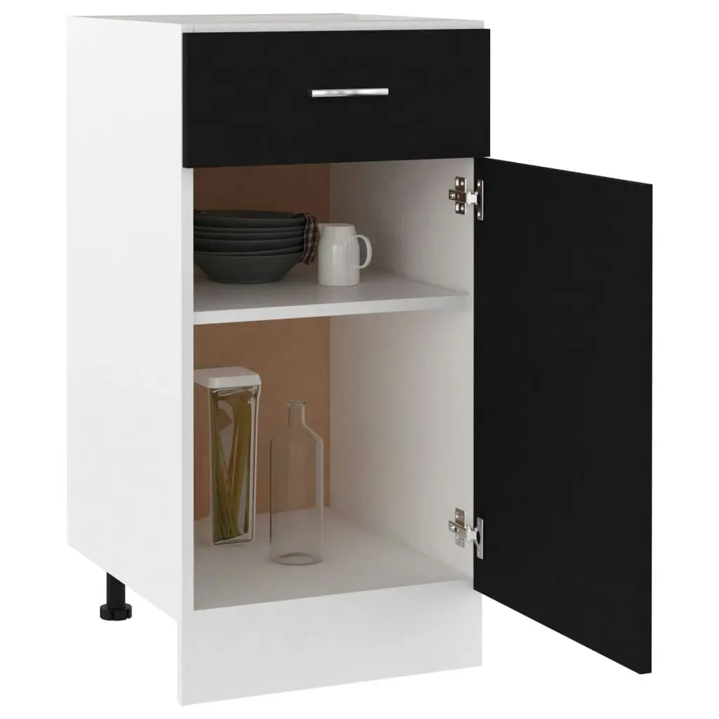 Drawer Bottom Cabinet Black 40x46x81.5 cm Engineered Wood 801213