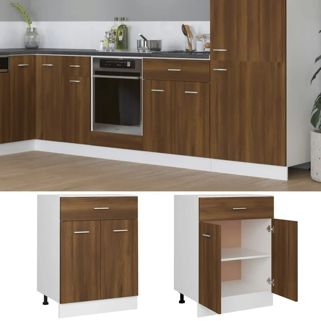 Drawer Bottom Cabinet Brown Oak 60x46x81.5 cm Engineered Wood 815578