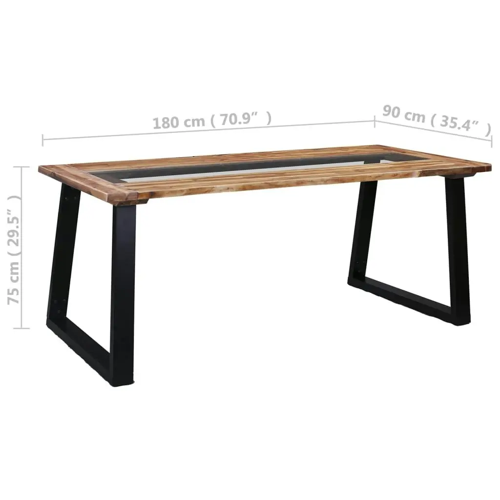 Dining Table 180x90x75 cm Solid Acacia Wood and Glass 288067