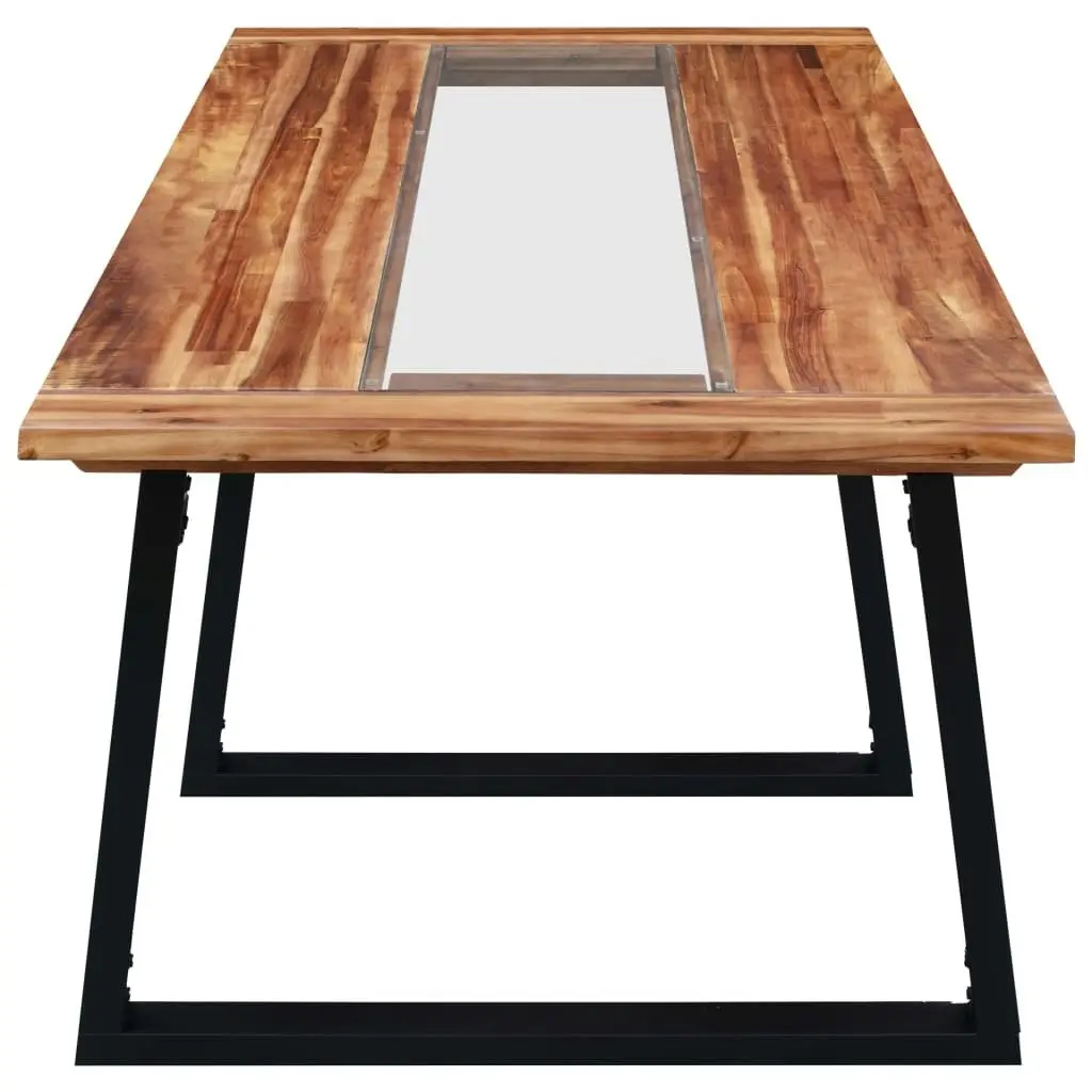 Dining Table 180x90x75 cm Solid Acacia Wood and Glass 288067