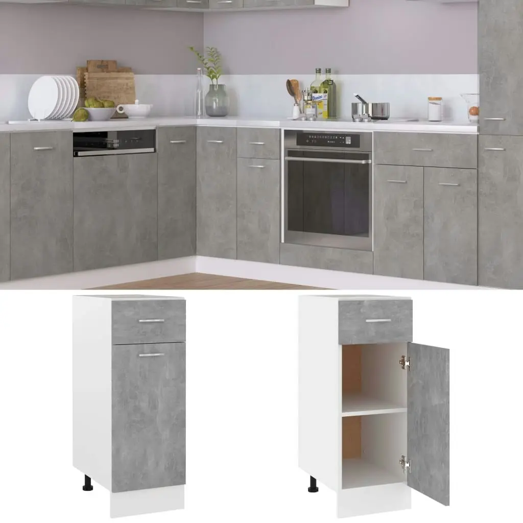 Drawer Bottom Cabinet Concrete Grey 30x46x81.5 cm Engineered Wood 801208