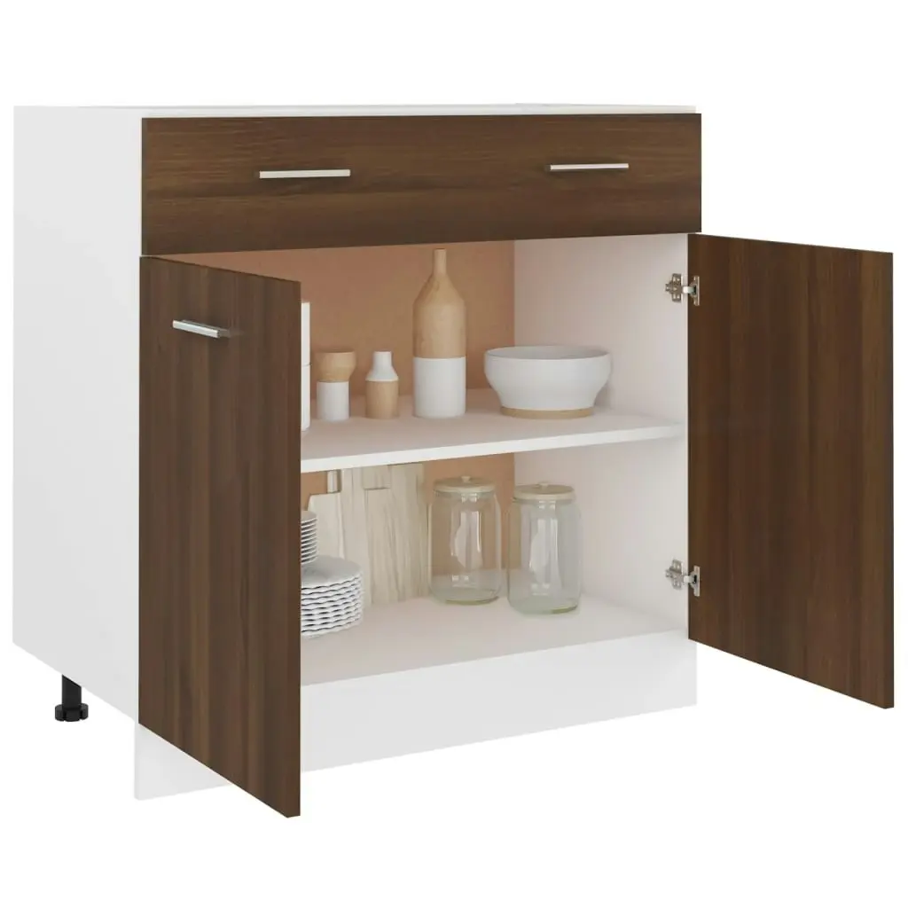 Drawer Bottom Cabinet Brown Oak 80x46x81.5 cm Engineered Wood 815581