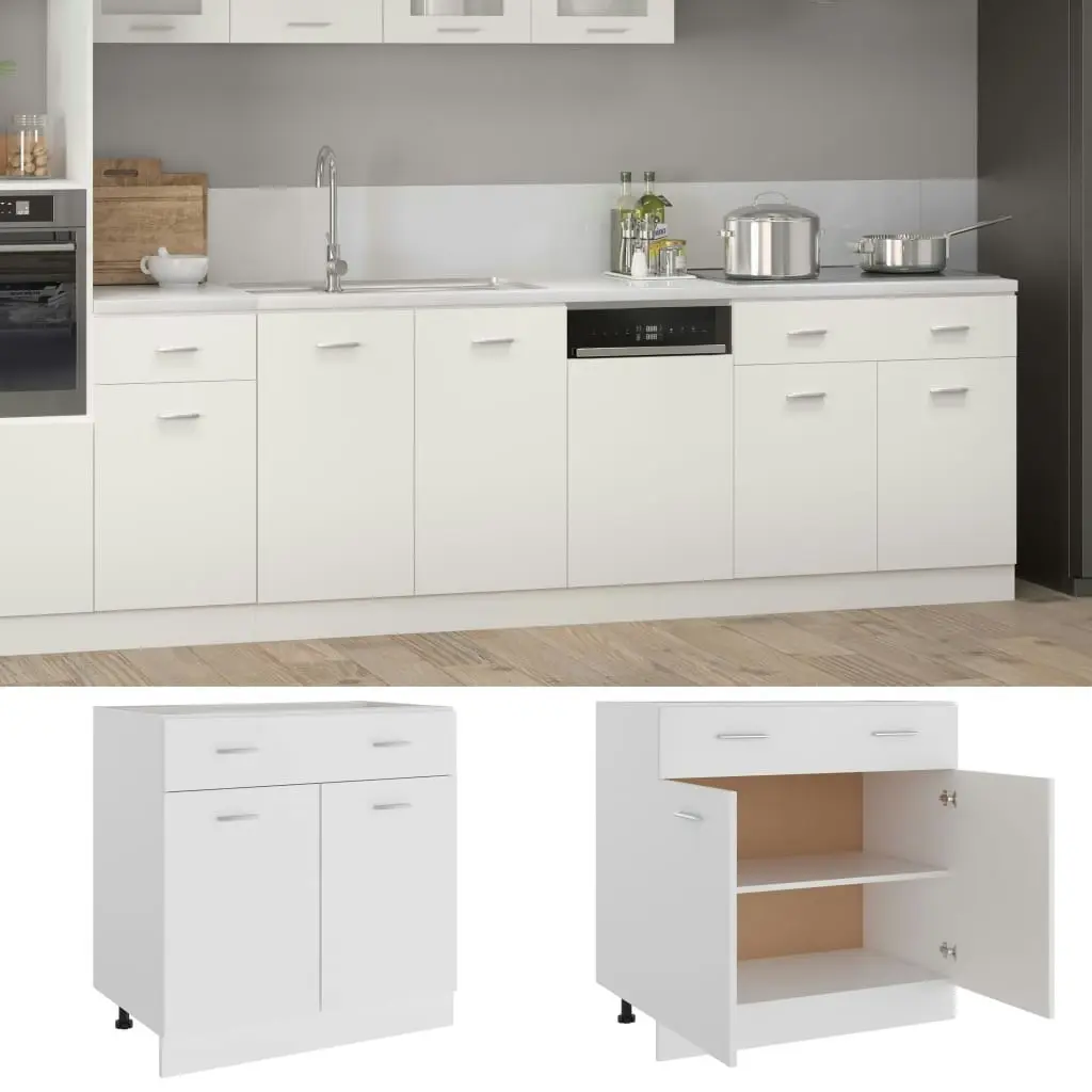 Drawer Bottom Cabinet White 80x46x81.5 cm Engineered Wood 801236