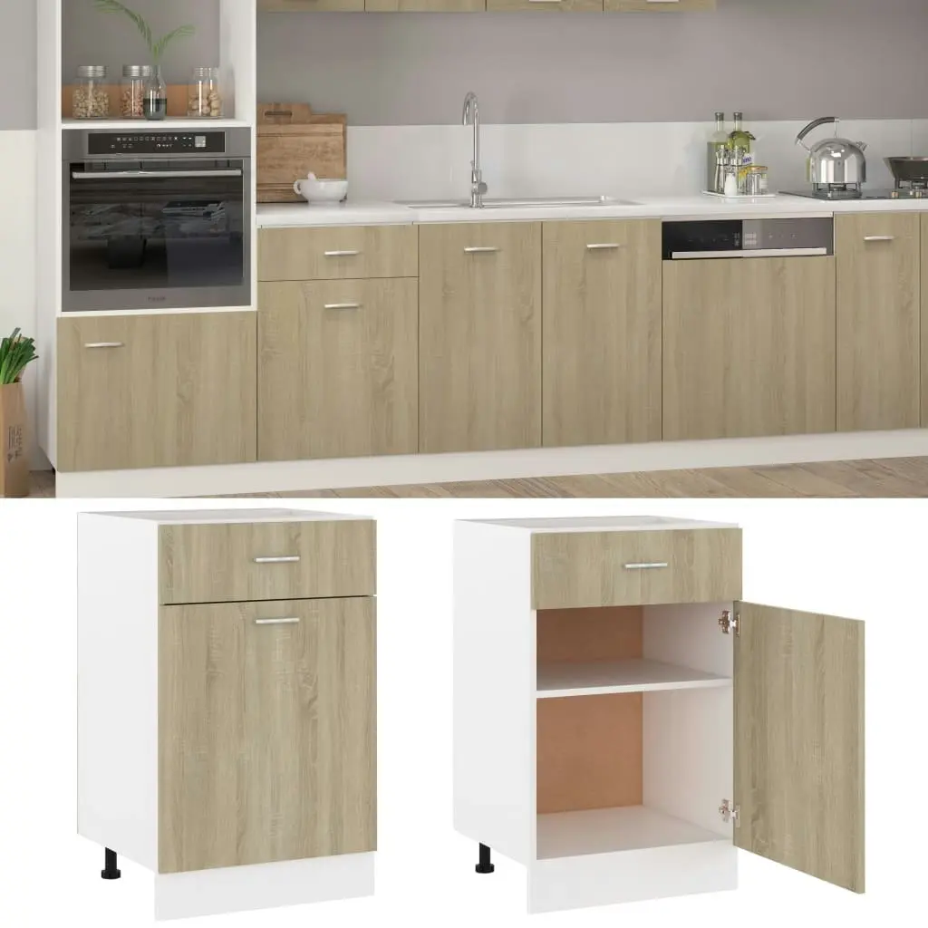 Drawer Bottom Cabinet Sonoma Oak 50x46x81.5 cm Engineered Wood 801223