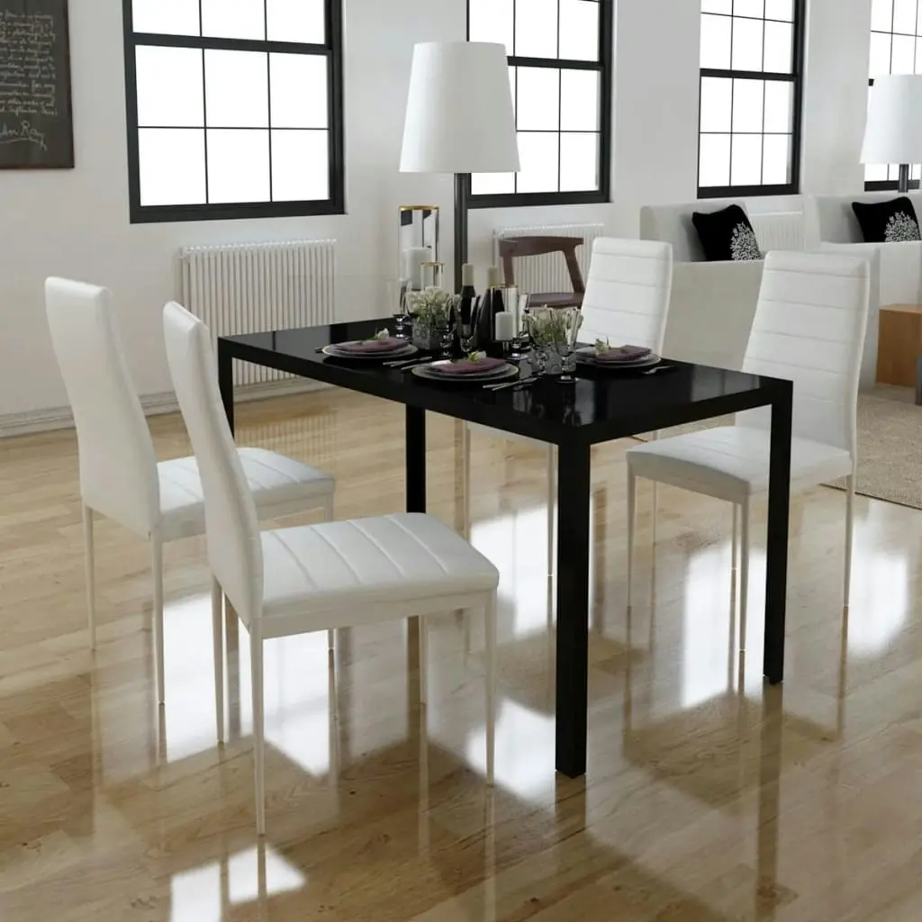 Five Piece Dining Table Set Black and White 242989