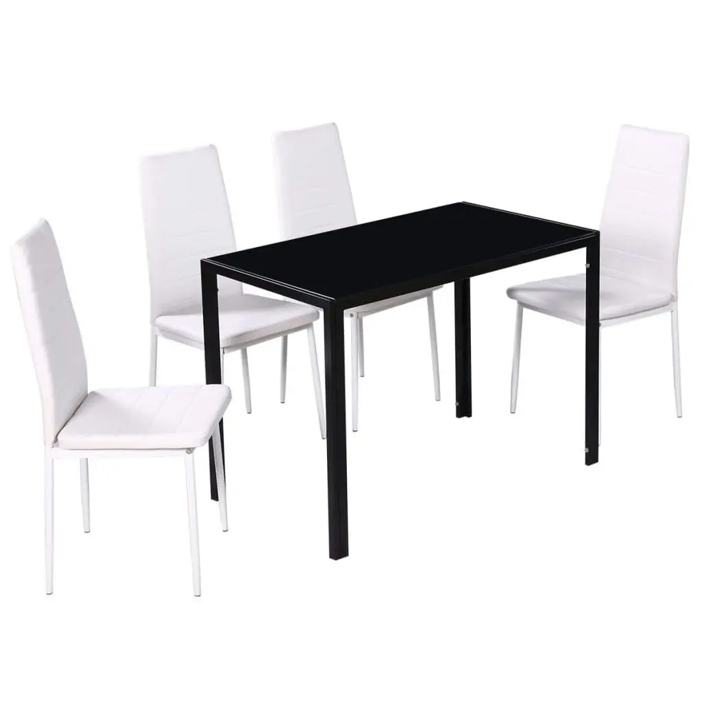 Five Piece Dining Table Set Black and White 242989