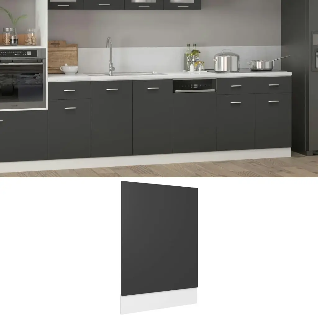 Dishwasher Panel Grey 45x3x67 cm Engineered Wood 802556