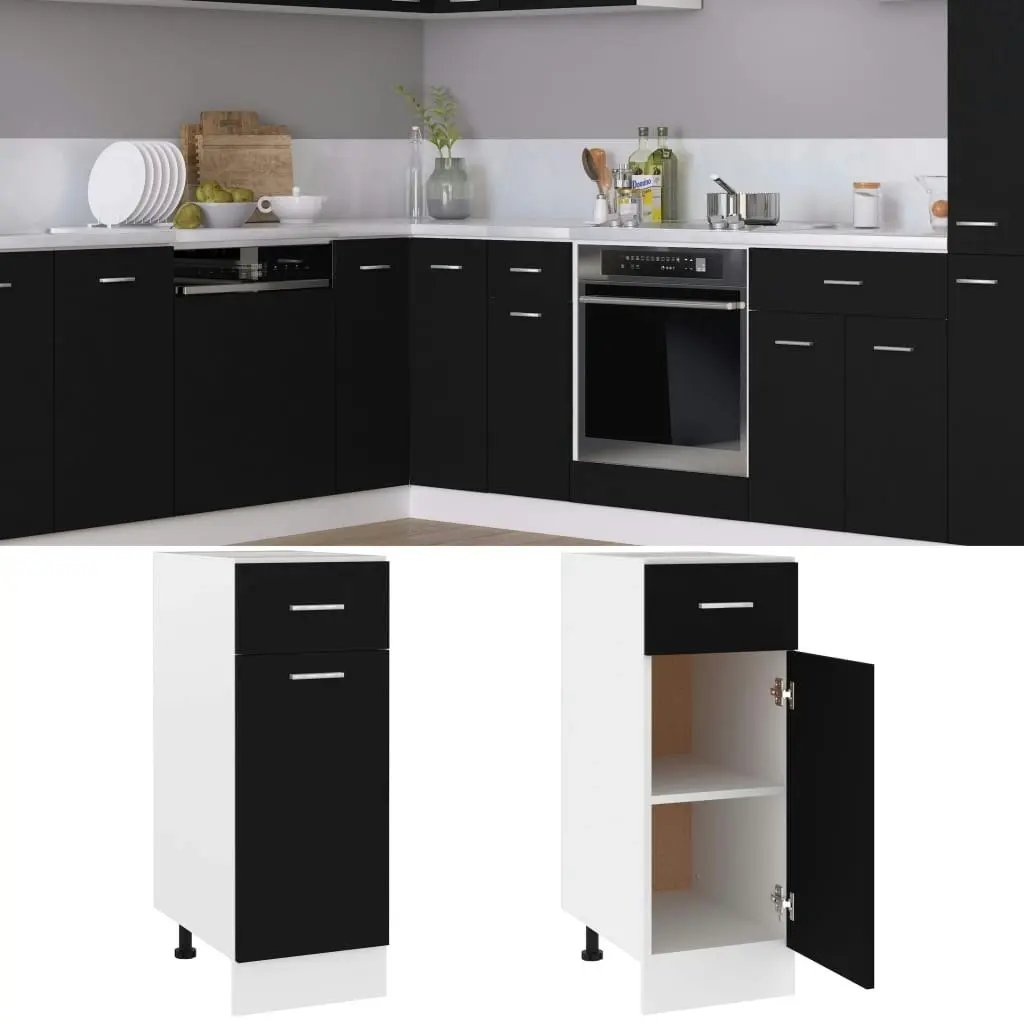 Drawer Bottom Cabinet Black 30x46x81.5 cm Engineered Wood 801205