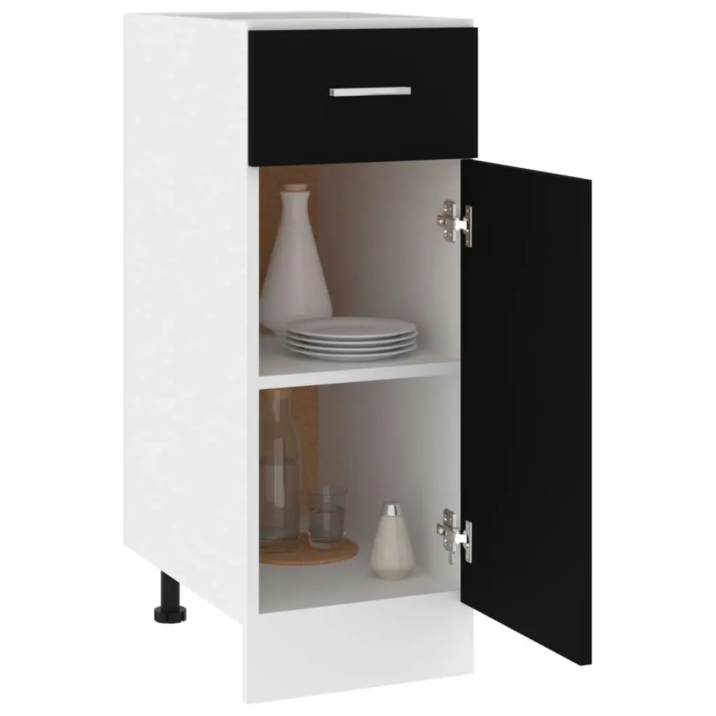 Drawer Bottom Cabinet Black 30x46x81.5 cm Engineered Wood 801205