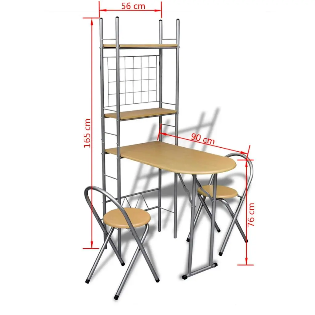 Foldable Breakfast Bar Set with 2 Chairs 241032