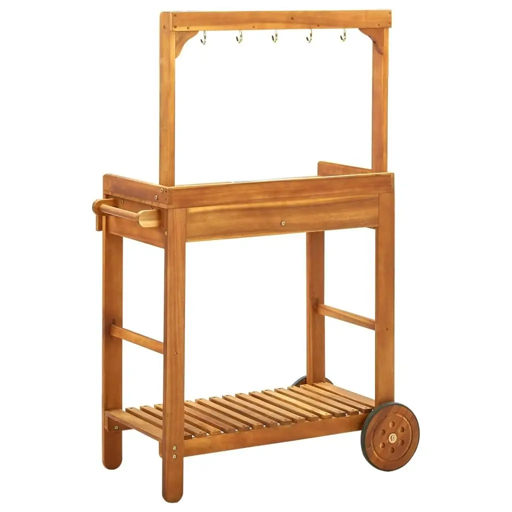 Garden Kitchen Trolley Solid Wood Acacia 92x43.5x141.5 cm 43986