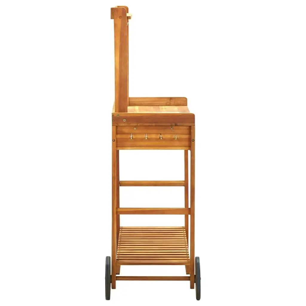 Garden Kitchen Trolley Solid Wood Acacia 92x43.5x141.5 cm 43986