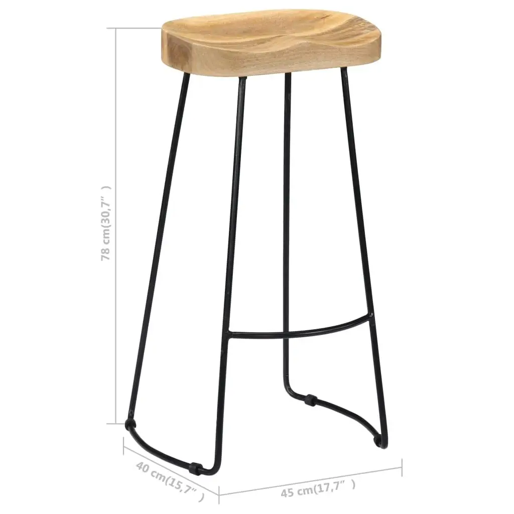 Gavin Bar Stools 2 pcs Solid Mango Wood 247838