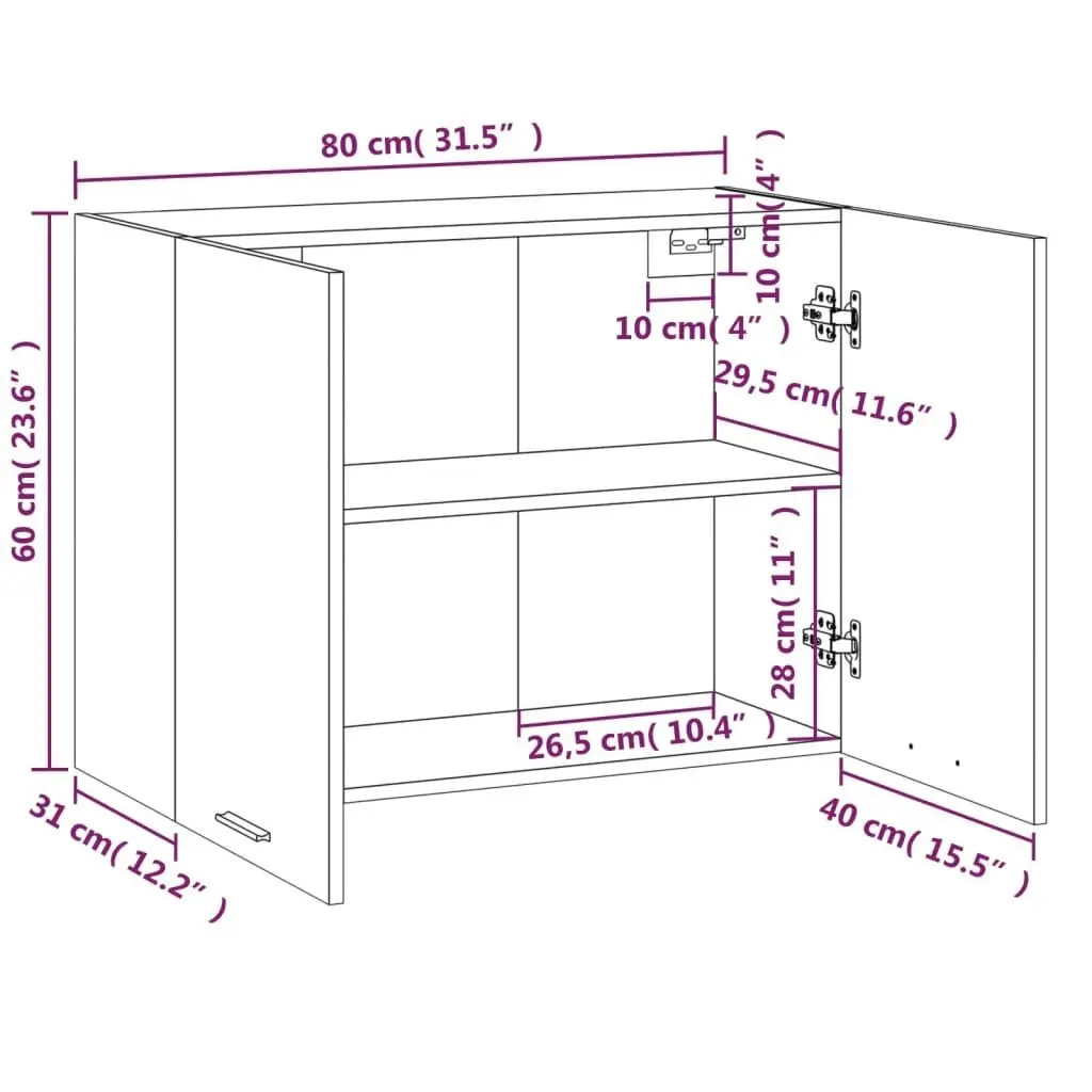 Hanging Cabinet Brown Oak 80x31x60 cm Engineered Wood 815590