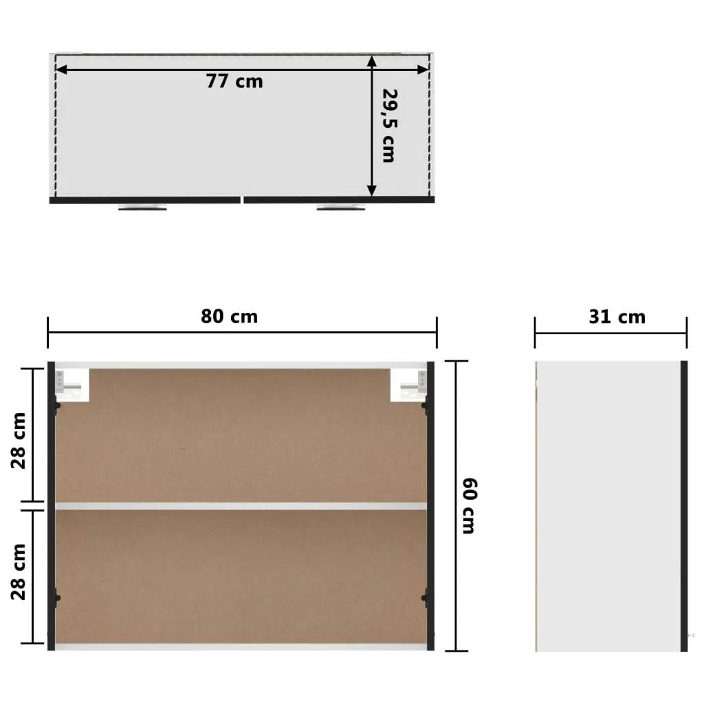 Hanging Cabinet Black 80x31x60 cm Engineered Wood 801277