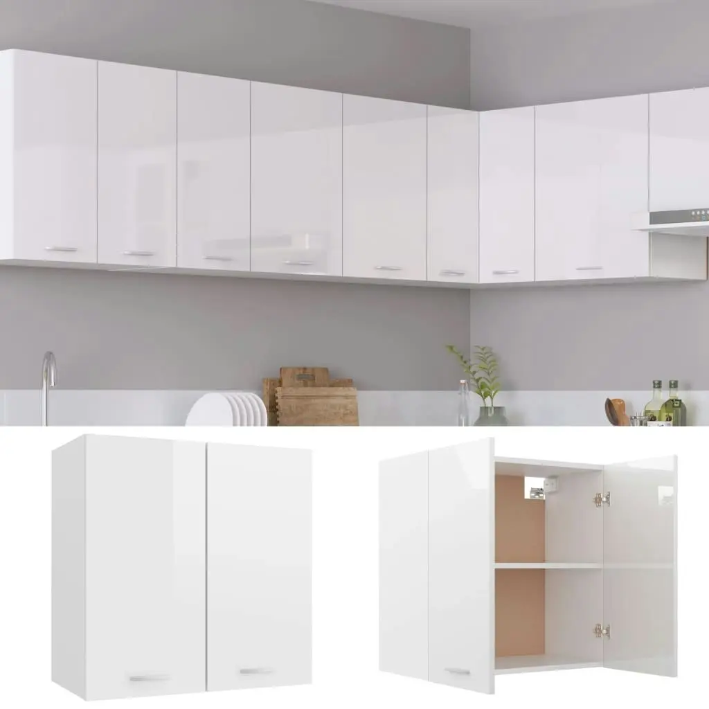 Hanging Cabinet High Gloss White 60x31x60 cm Engineered Wood 801273