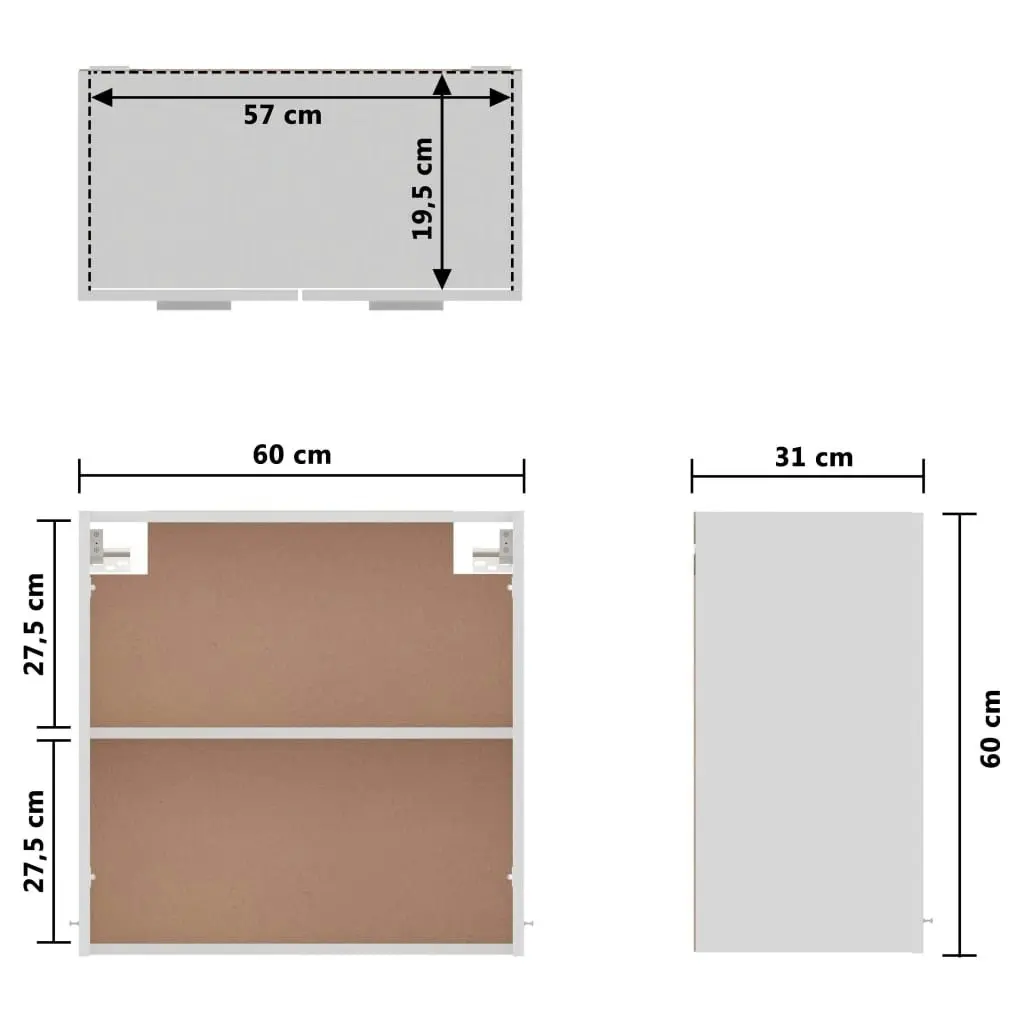 Hanging Cabinet High Gloss White 60x31x60 cm Engineered Wood 801273