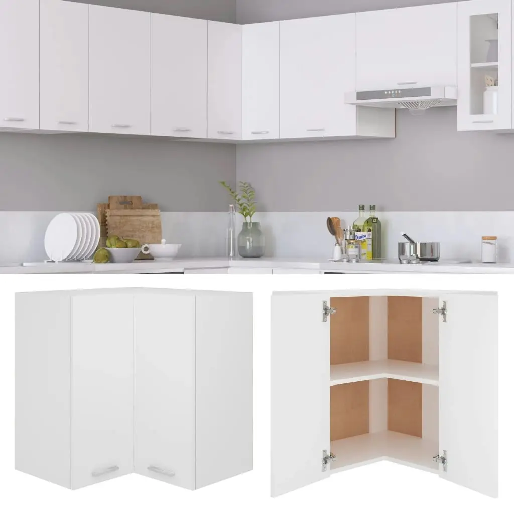 Hanging Corner Cabinet White 57x57x60 cm Engineered Wood 802537