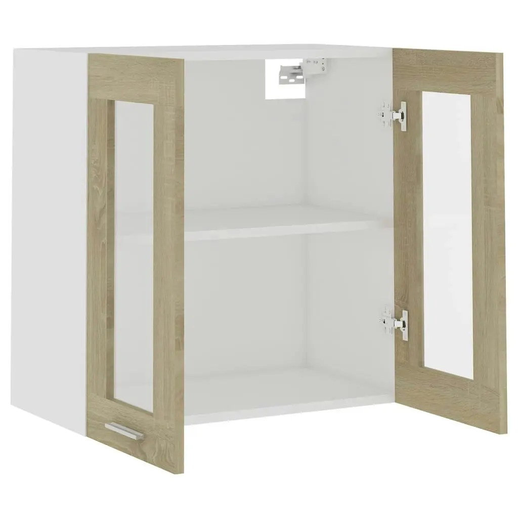 Hanging Glass Cabinet Sonoma Oak  60x31x60 cm Engineered Wood 802524