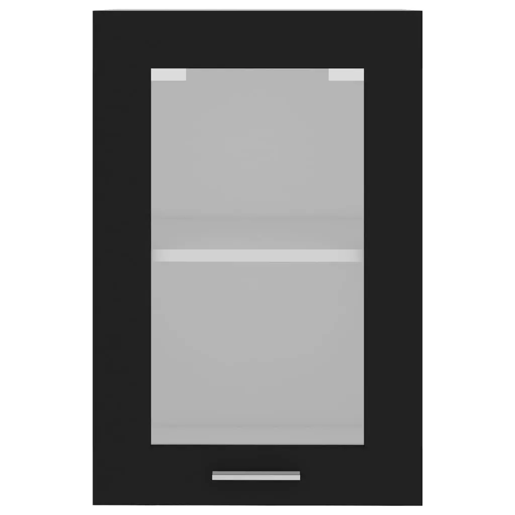 Hanging Glass Cabinet Black 40x31x60 cm Engineered Wood 802506