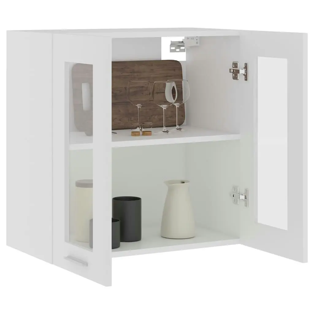 Hanging Glass Cabinet White 60x31x60 cm Engineered Wood 802521